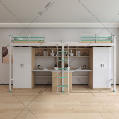 二联体木质公寓床